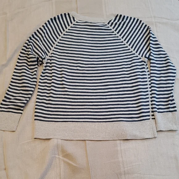 L.L. Bean Navy and Cream Striped Crew Neck Sweater - Picture 7 of 7